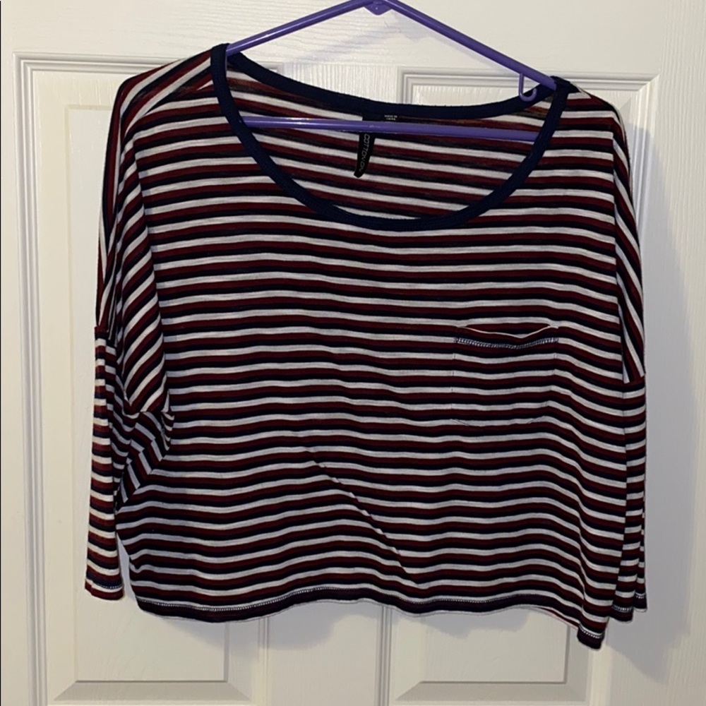 Red, black and white quarter sleeve tee